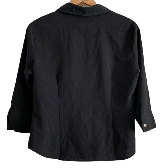 Cathy Che Stretch Black Button Down Blouse Size M-L - Picture 3 of 15